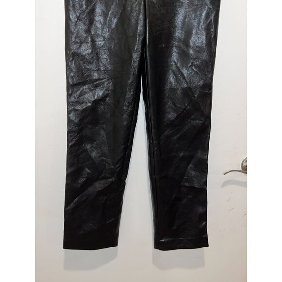 Babaton Black High Rise Faux Leather Straight-Leg Pants Women's Size 4 - Picture 4 of 11